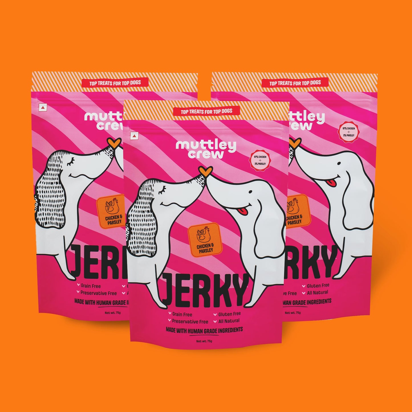 Chicken & Parsley Jerky - Muttley Crew Pet Treats Private Limited