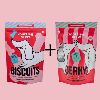 The Crunch & Chew Set - Chicken Liver Biscuits + Chicken Jerky